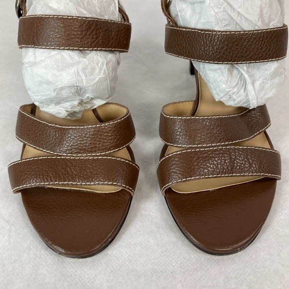 Karen Scott Sandals Womens Sz 6 Adriana Brown Leather Strappy Heeled Buckle - Picture 2 of 8